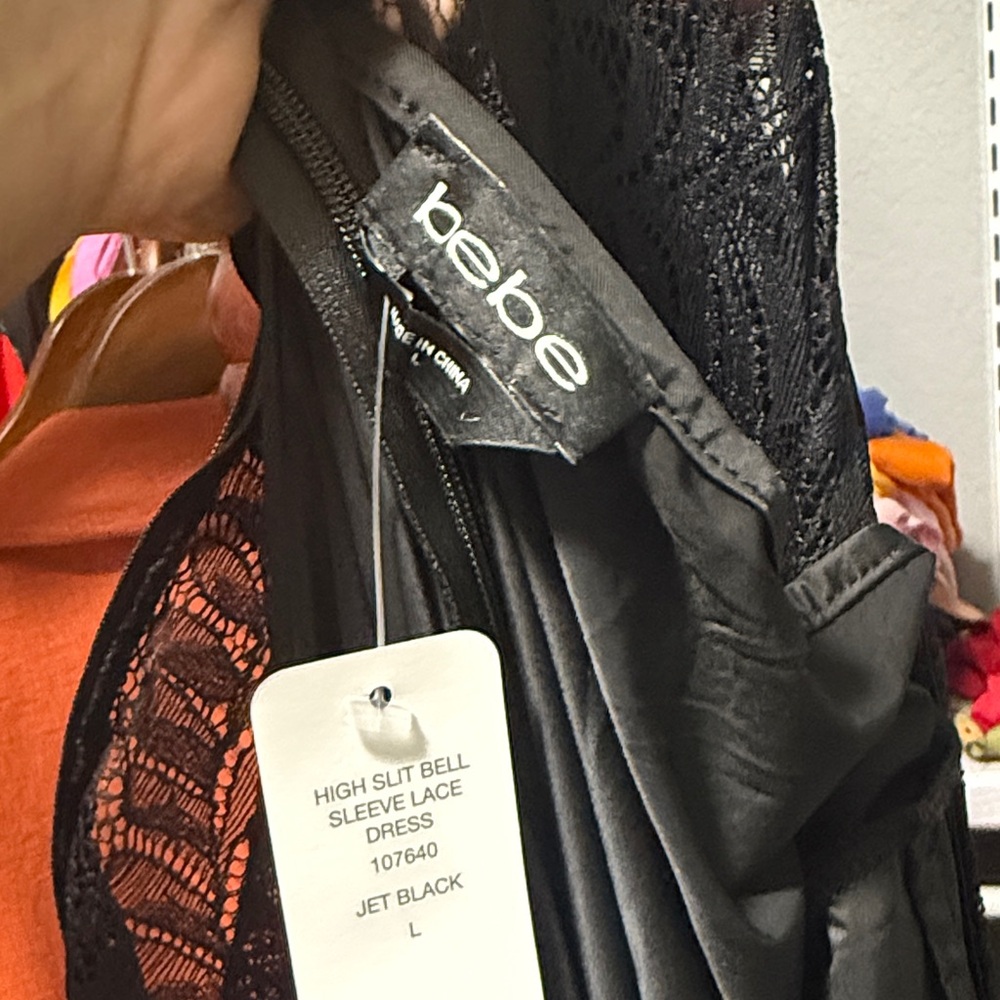 Bebe Jet Black Lace Dress